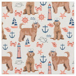 Aprikoser Golden Doodle nautisk Tyg