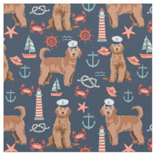 Aprikoser Golden Doodle nautiska flottan Tyg