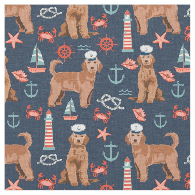 Aprikoser Golden Doodle nautiska flottan Tyg (Närbild)