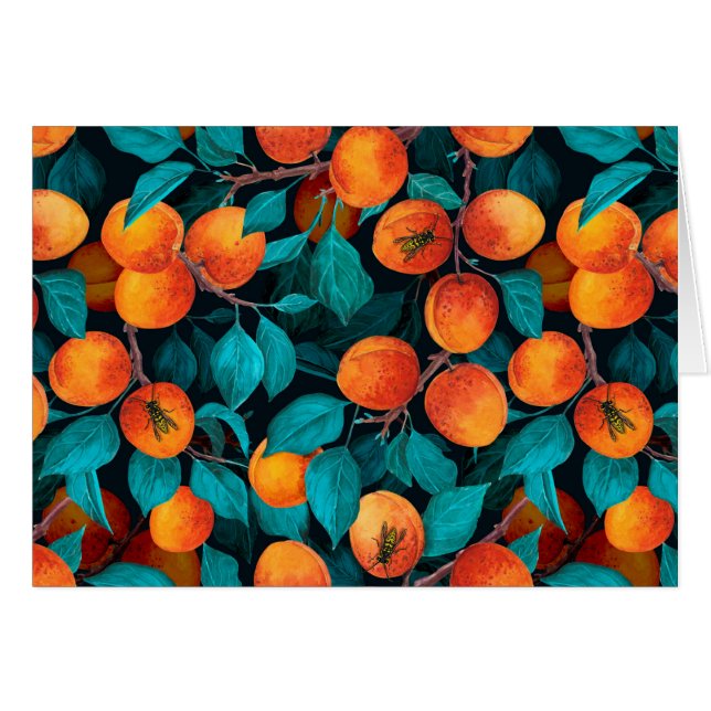 Aprikosträdgård 2 hälsningskort (Framsidan Horizontal)