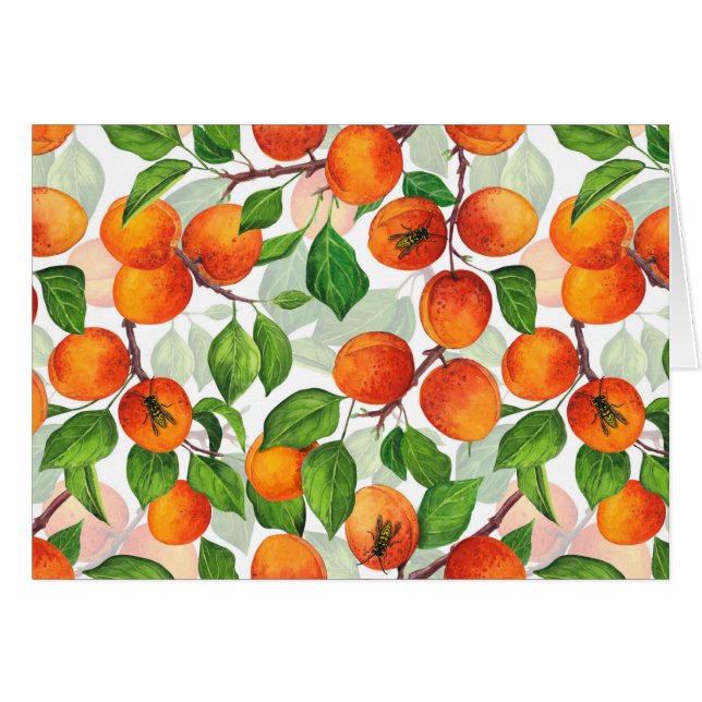 Aprikosträdgård 3 hälsningskort (Framsidan Horizontal)