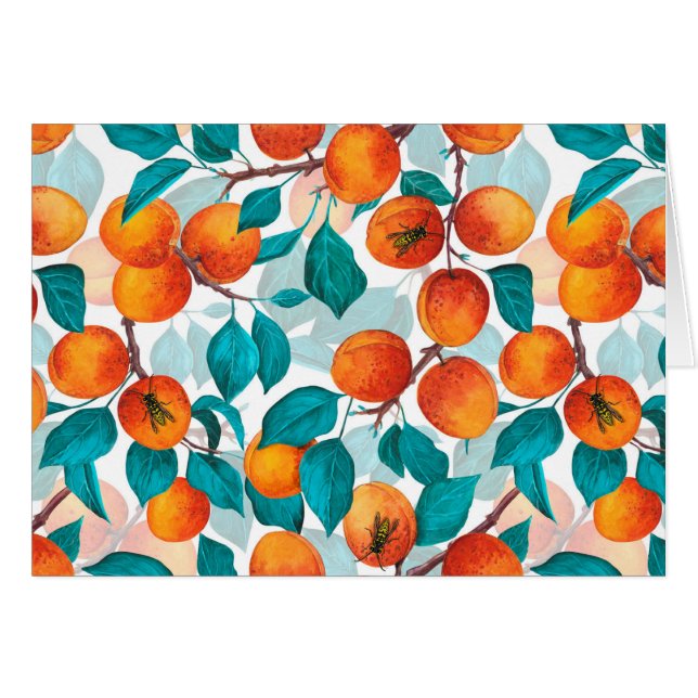 Aprikosträdgård 4 hälsningskort (Framsidan Horizontal)