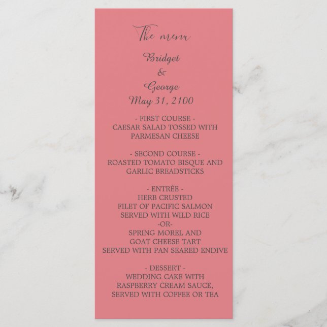 aprikotisk elegant minimal bröllop program (Framsida)