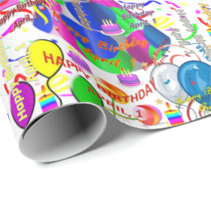 April, 1 Birthday Gift Wrapping Papper Presentpapper