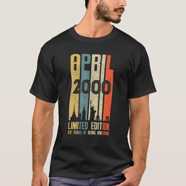 April 2000 T Shirt 20 År gammal Shirt 2000 födelse (Framsida)