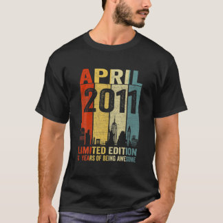 April 2011 11 Birthday 11 Year Old 2011 Birthday V T Shirt