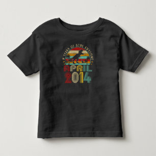 April 2014 Boy Kids 7:e Birthday Dinosaur T-Rex T Shirt