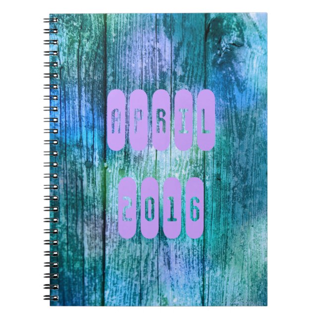April 2016 Lila Turcoise Month Notebook Anteckningsbok Med Spiral (Framsidan)
