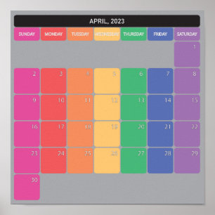 April 2023 planer kalender färgdagar poster