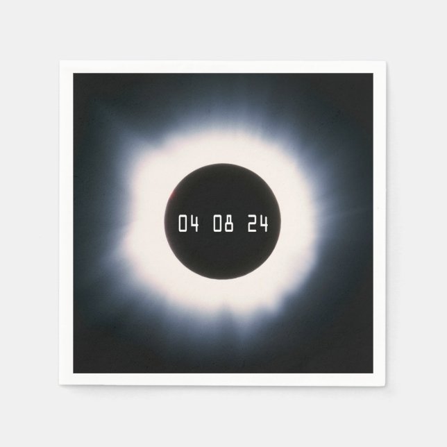 April 2024 Total Solar Eclipse in Black and White Pappersservett (Framsidan)