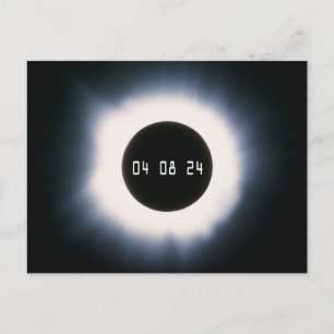 April 2024 Total Solar Eclipse in Black and White Vykort