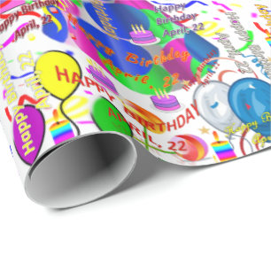 April, 22 Birthday Gift Wrapping Papper Presentpapper