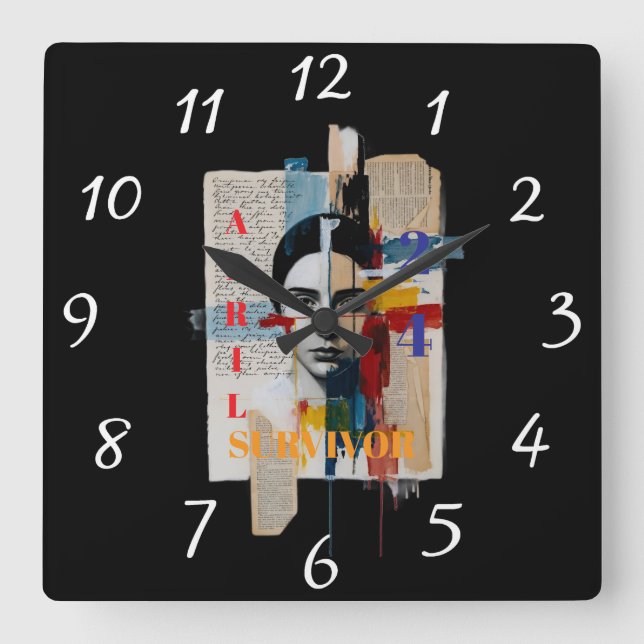 April 24 Survivor Clock Fyrkantig Klocka (Framsida)