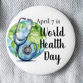 April 7 Världshälsodagen Globe Stethoscope Knapp