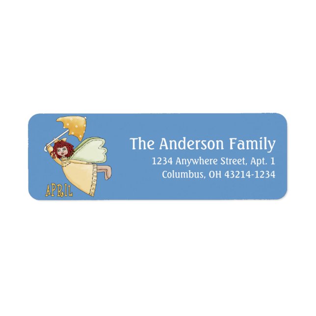 April Angel de Month-Returetiketterna Returadress Etikett (Framsidan)