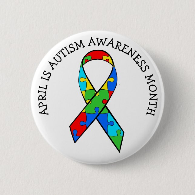 April är Autism Awareness Month Button Knapp (Framsida)