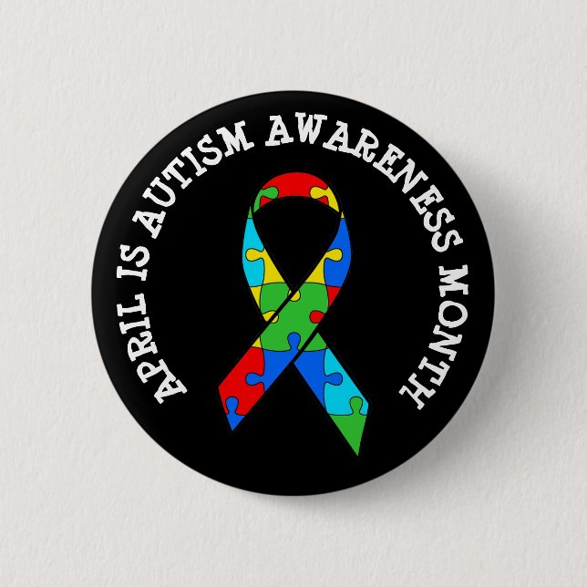 April är Autism Awareness Month Button Knapp (Framsida)