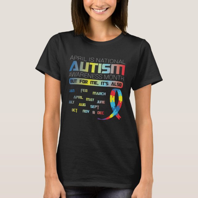 April är Autism Awareness Month T Shirt (Framsida)