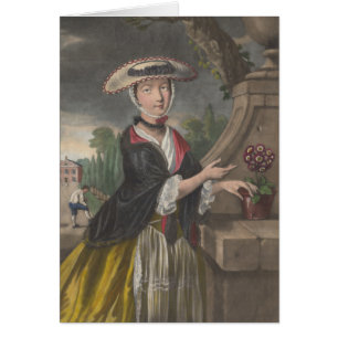 April är en kvinna - allegorin 1767 hälsningskort