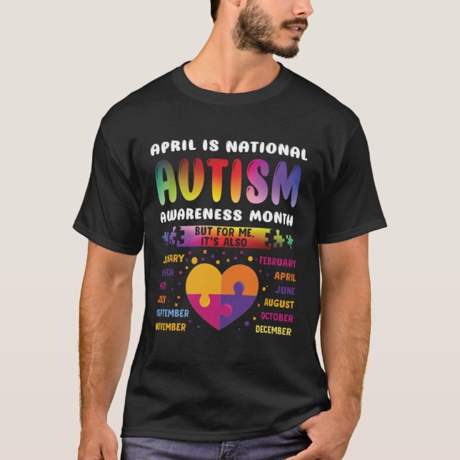 April är "National Autism Awareness Autism Mamma A T Shirt (Framsida)