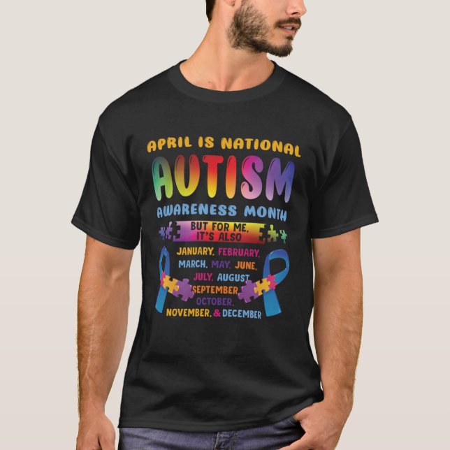 April är "National Autism Awareness Autism Mamma A T Shirt (Framsida)