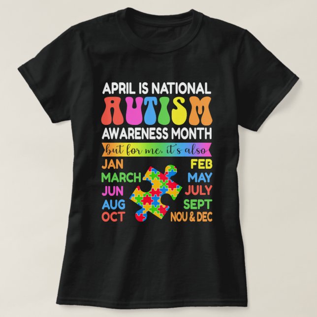 April är National Autism Awareness Month Boy Girl T Shirt (Design framsida)