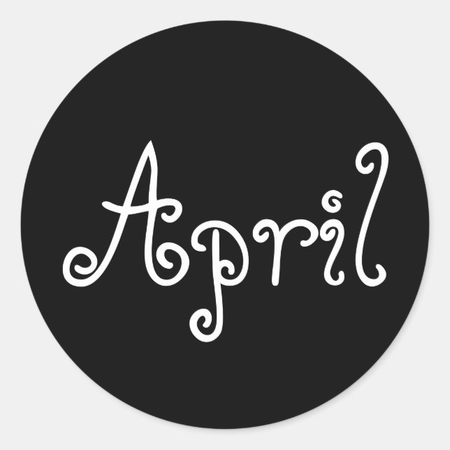 April Baby Doll Black Round Sticker från Janz Runt Klistermärke (Framsida)