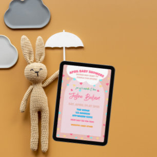 April Baby Shower Maj Baby Kram Regnar Hjärtan Inbjudningar