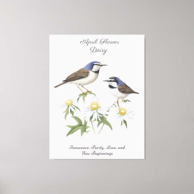 April Birkelmånad Flower Daisy Cherborn Birthday Canvastryck (Framsida)