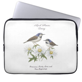 April Birkelmånad Flower Daisy Cherborn Birthday Laptop Fodral