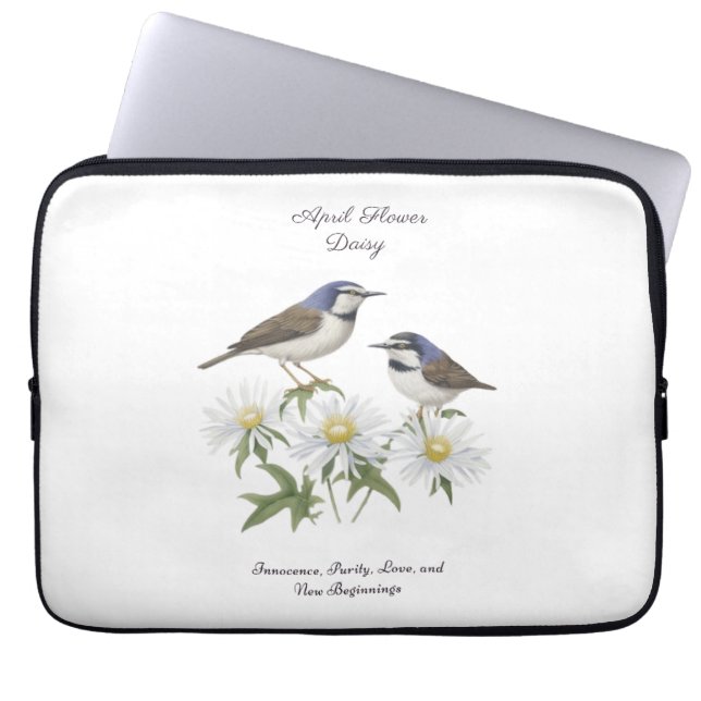 April Birkelmånad Flower Daisy Cherborn Birthday Laptop Fodral (Framsidan)