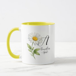 April Birth Flower – Daisy Monogram Design Mugg