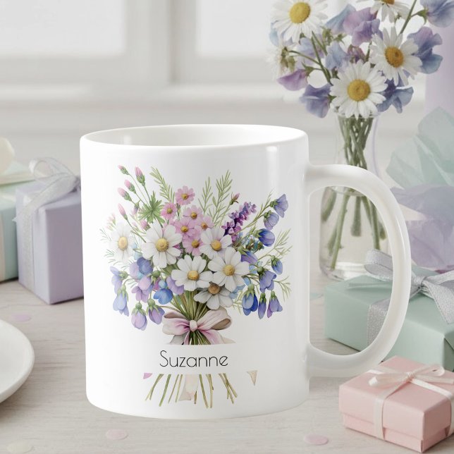April Birth Flower Mug | Daisies & Sweet Peas Kaffemugg (Skapare uppladdad)