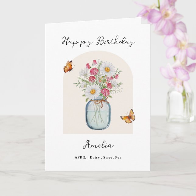 April Birth Month Flower Birthday Kort (Orkide)