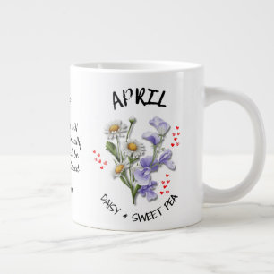APRIL Birth Month Flower Christian Custom Name Jumbo Mugg