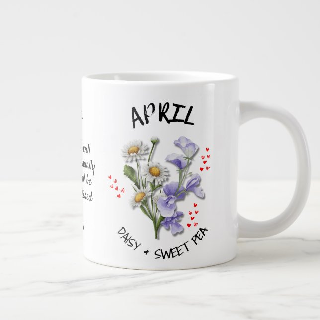 APRIL Birth Month Flower Christian Custom Name Jumbo Mugg (Höger)