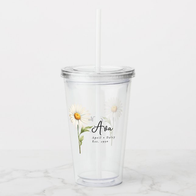April Birth Month Flower Daisy Personlig Take Away Mugg (Framsida)