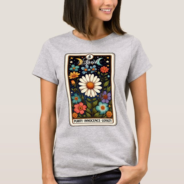 April Birth Month Flower Daisy T-Shirt (Framsida)
