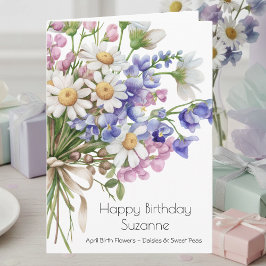 April Birth Month Flowers April Happy Birthday Car Kort