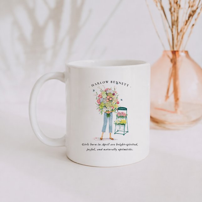 April Birth Month Girl | Monogram  Kaffemugg (Skapare uppladdad)