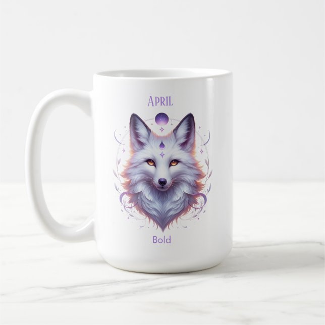 April Birth Month Spirit Animal Fox Kaffemugg (Vänster)