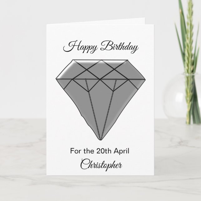 April Birthday Card - Diamond Kort (Framsida)