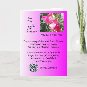 April Birthday Card - Sweet Pea och Diamond Kort
