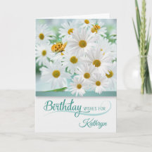 April Birthday Daisys with Butterflies with Namn