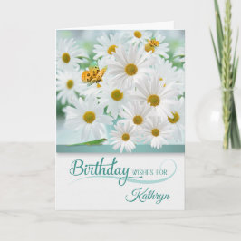 April Birthday Daisys with Butterflies with Namn Kort