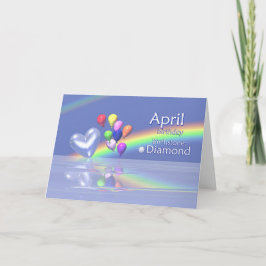 April Birthday Diamond Heart Kort