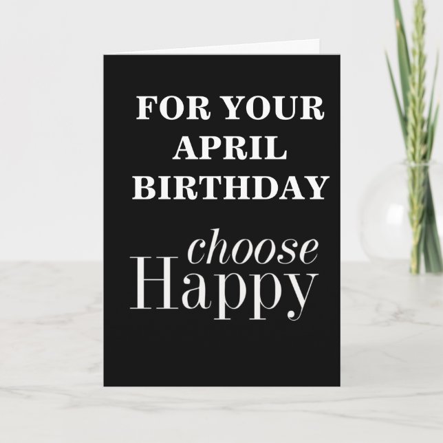 **APRIL BIRTHDAY ÖNSKEMÅL** SAY VALY "LYCKLIG" KORT (Framsida)