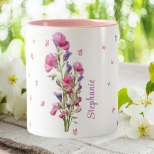 April Birthday Sweet Pea Birth Month Flower Blommi Två-Tonad Mugg