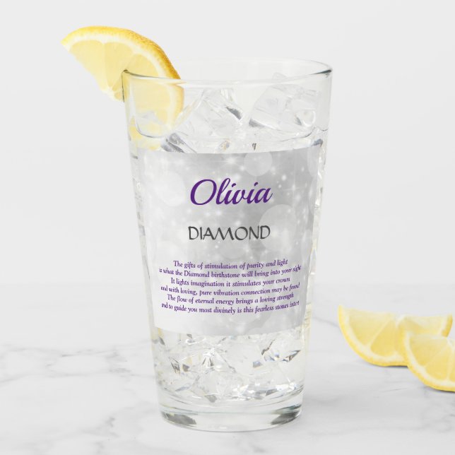 April Birthstone Diamond-design Glaskopp (Framsida Ice)