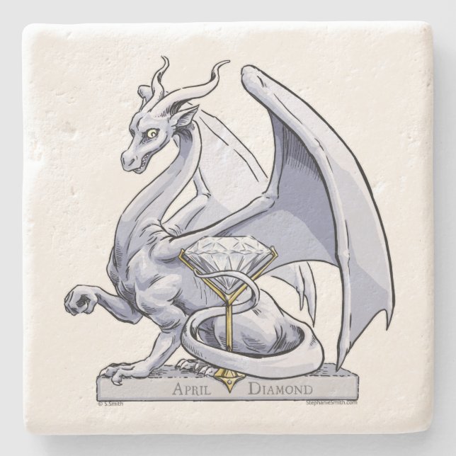April Birthstone Dragon: Diamond Stenunderlägg (Framsidan)